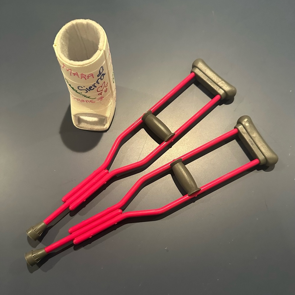 American Girl crutches and leg cast
